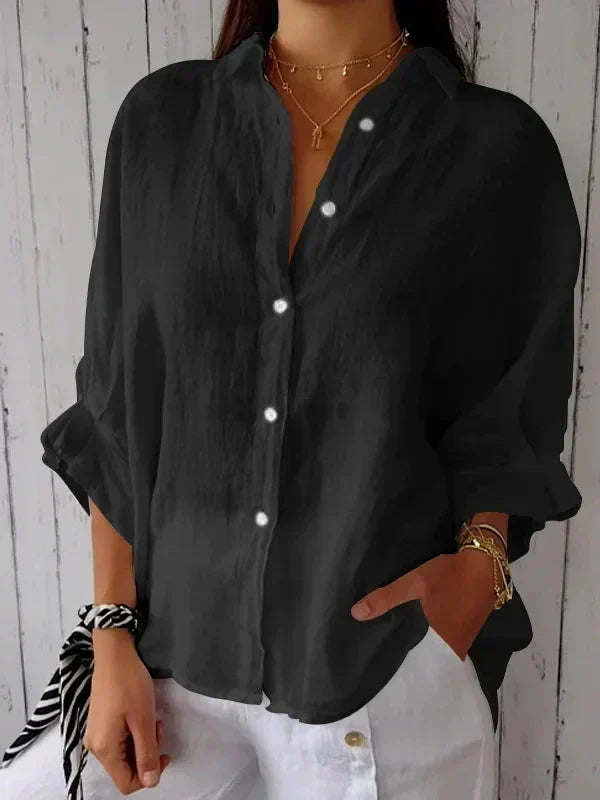 Aelita - Camisa Casual de Algodón y Lino
