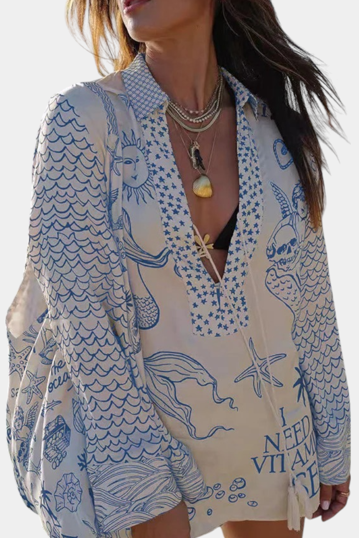 Amalia | Conjunto Camisero Estampado con Short Elástico