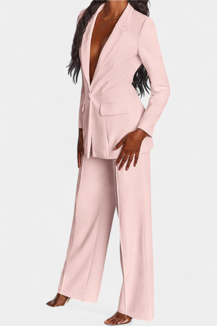 Marina Conjunto de Blazer a Medida y Pantalones de Pierna Ancha