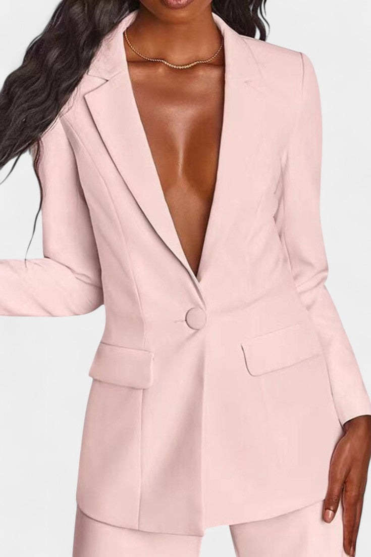 Marina Conjunto de Blazer a Medida y Pantalones de Pierna Ancha