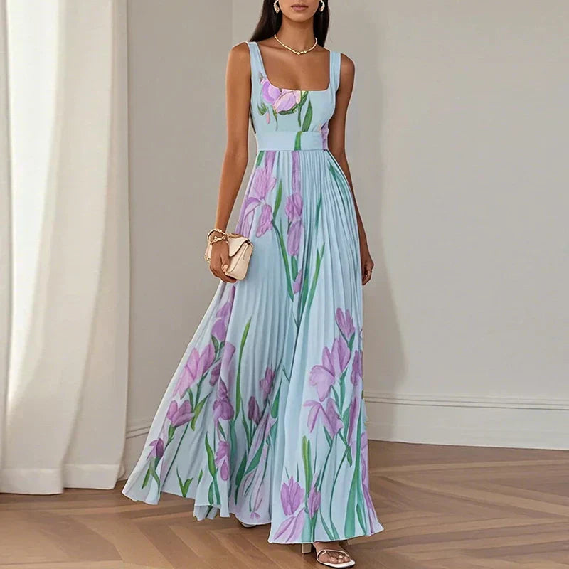 Valetina | Vestido largo de corte en A con estampado floral