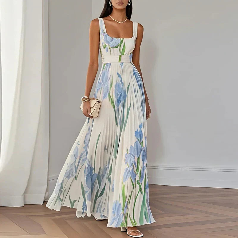 Valetina | Vestido largo de corte en A con estampado floral