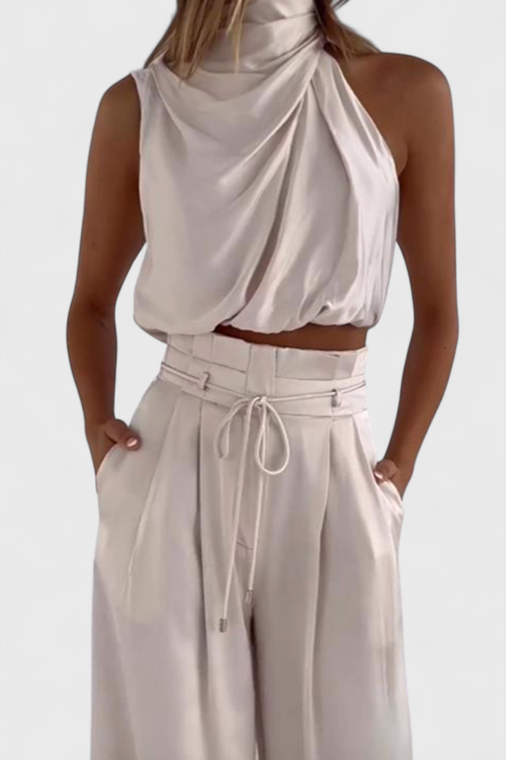 Helira | Conjunto Dos Piezas con Top Fluido y Pantalón Palazzo
