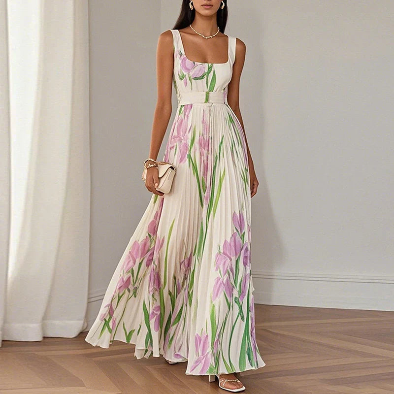 Valetina | Vestido largo de corte en A con estampado floral