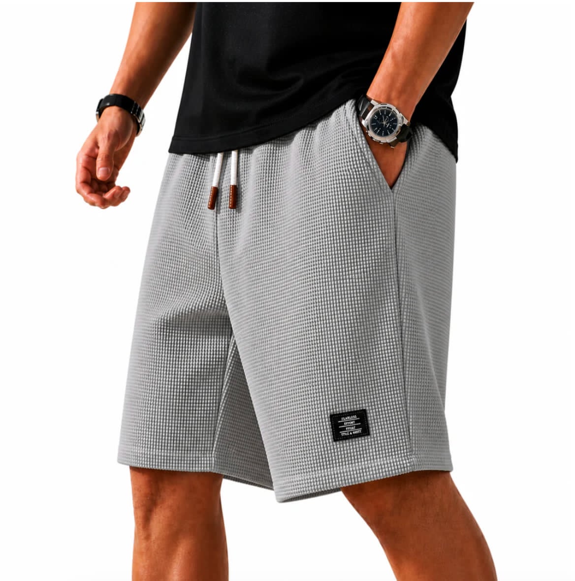 Velmora | Shorts Capri de tejido tipo waffle