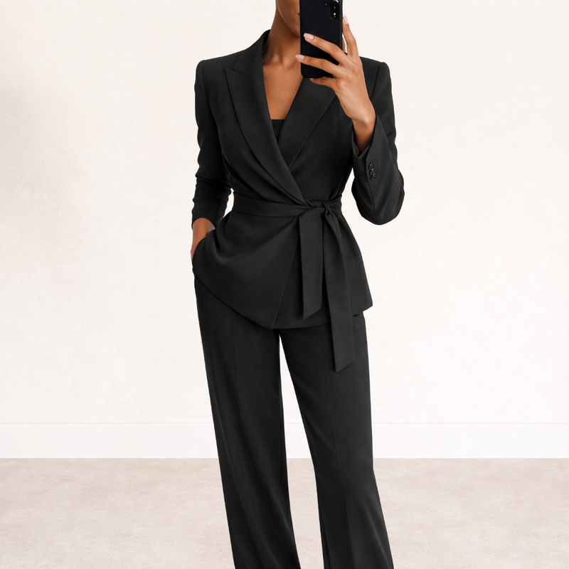 Aliona - Conjunto de blazer y pantalones cruzados
