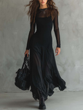 Nerea | Vestito lungo morbido in tulle nero