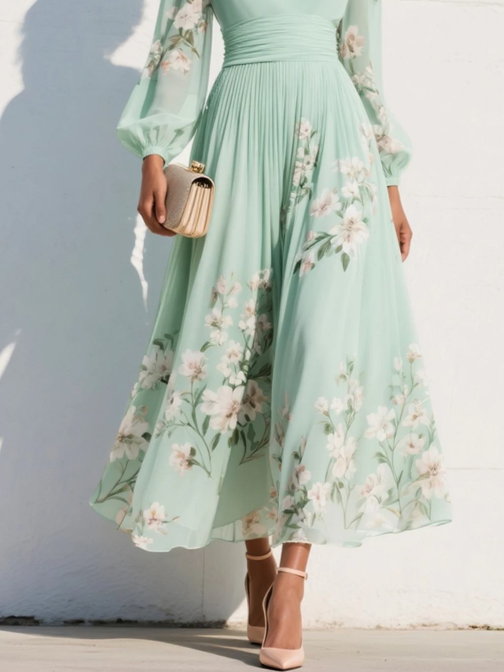 Candela | Vestido midi floral verde claro