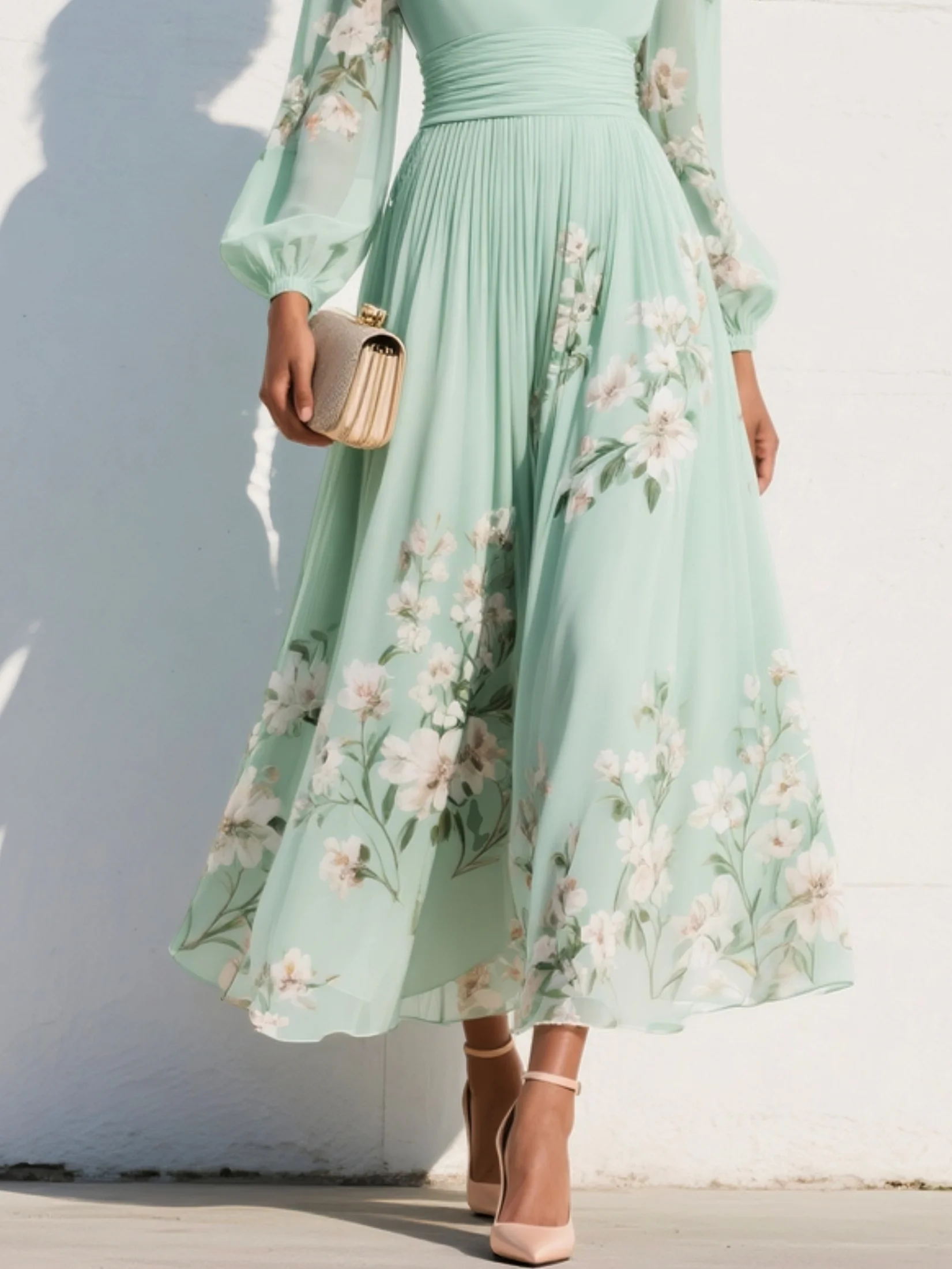 Candela | Vestido midi floral verde claro