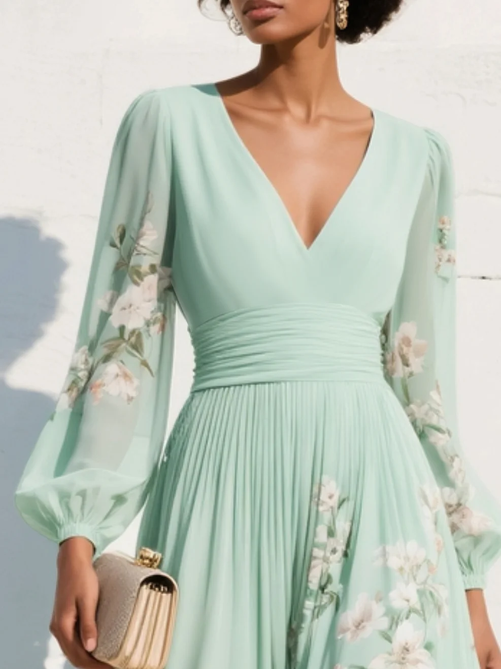 Candela | Vestido midi floral verde claro