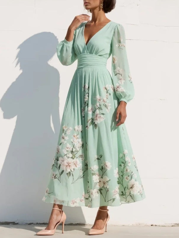 Candela | Vestido midi floral verde claro