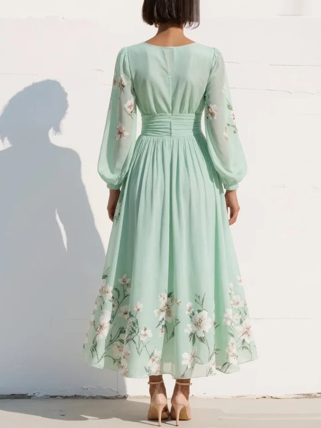 Candela | Vestido midi floral verde claro