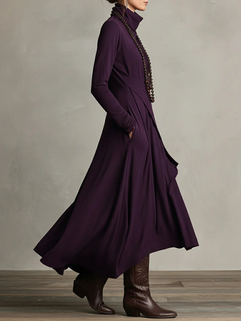Elena | Abito Asimmetrico Vintage a Collo Alto