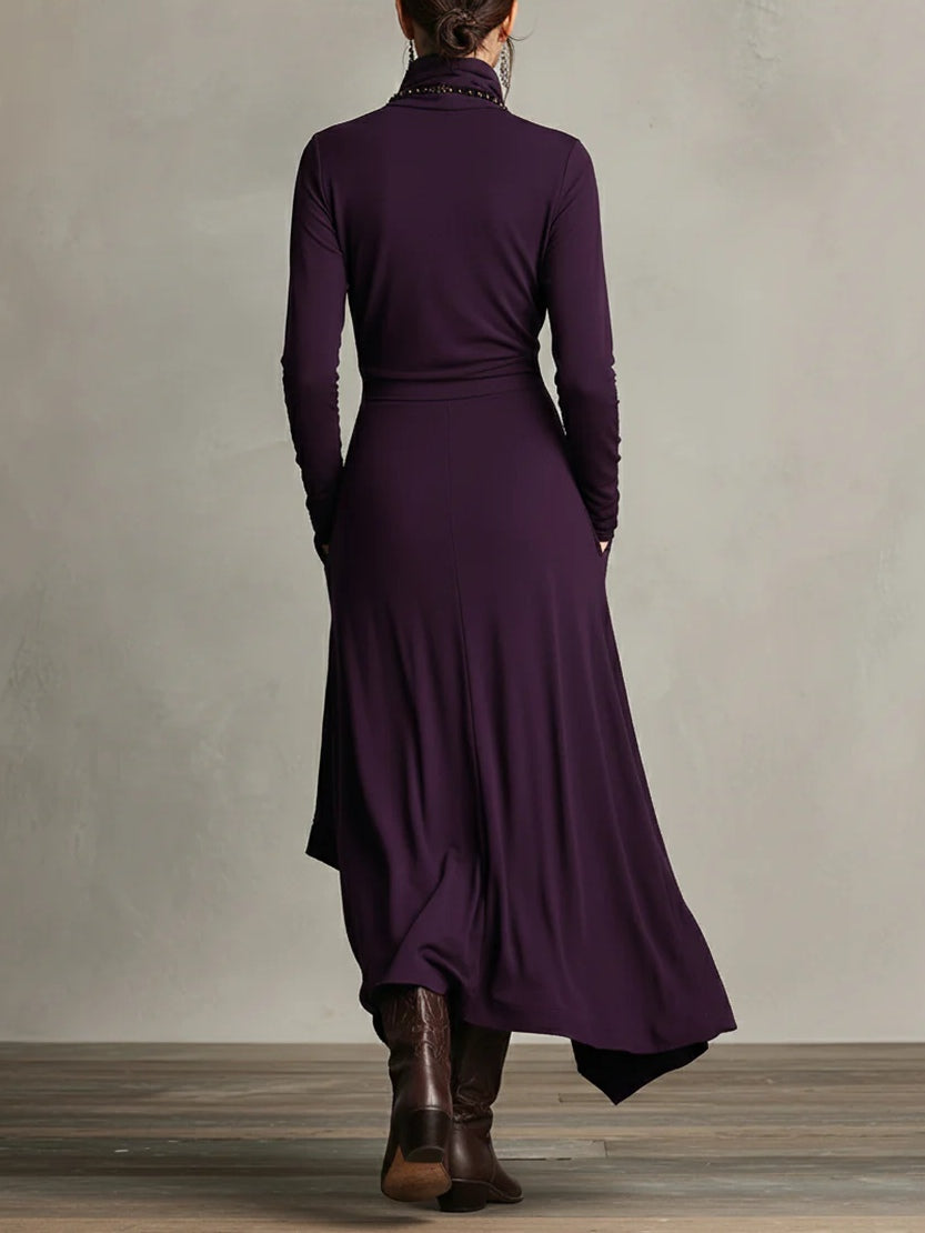 Elena | Abito Asimmetrico Vintage a Collo Alto