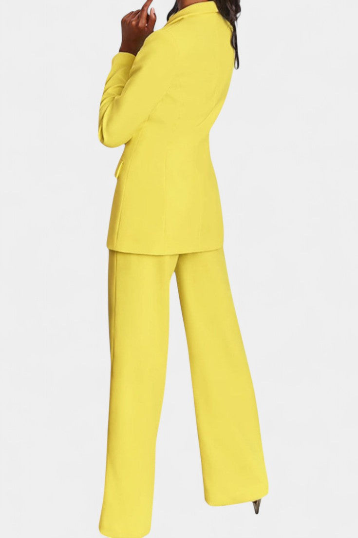 Marina Conjunto de Blazer a Medida y Pantalones de Pierna Ancha