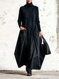 Olivia | Vestito lungo oversize a collo alto con tasche