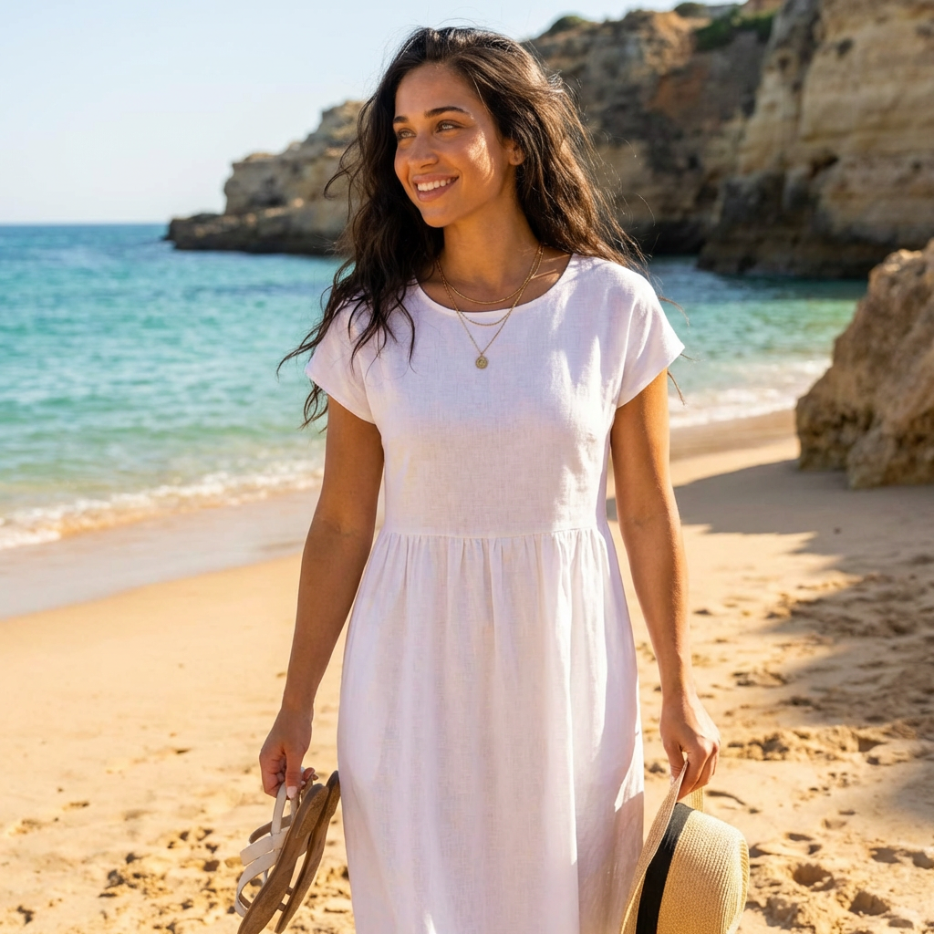 Chira | Vestido midi con mangas cortas