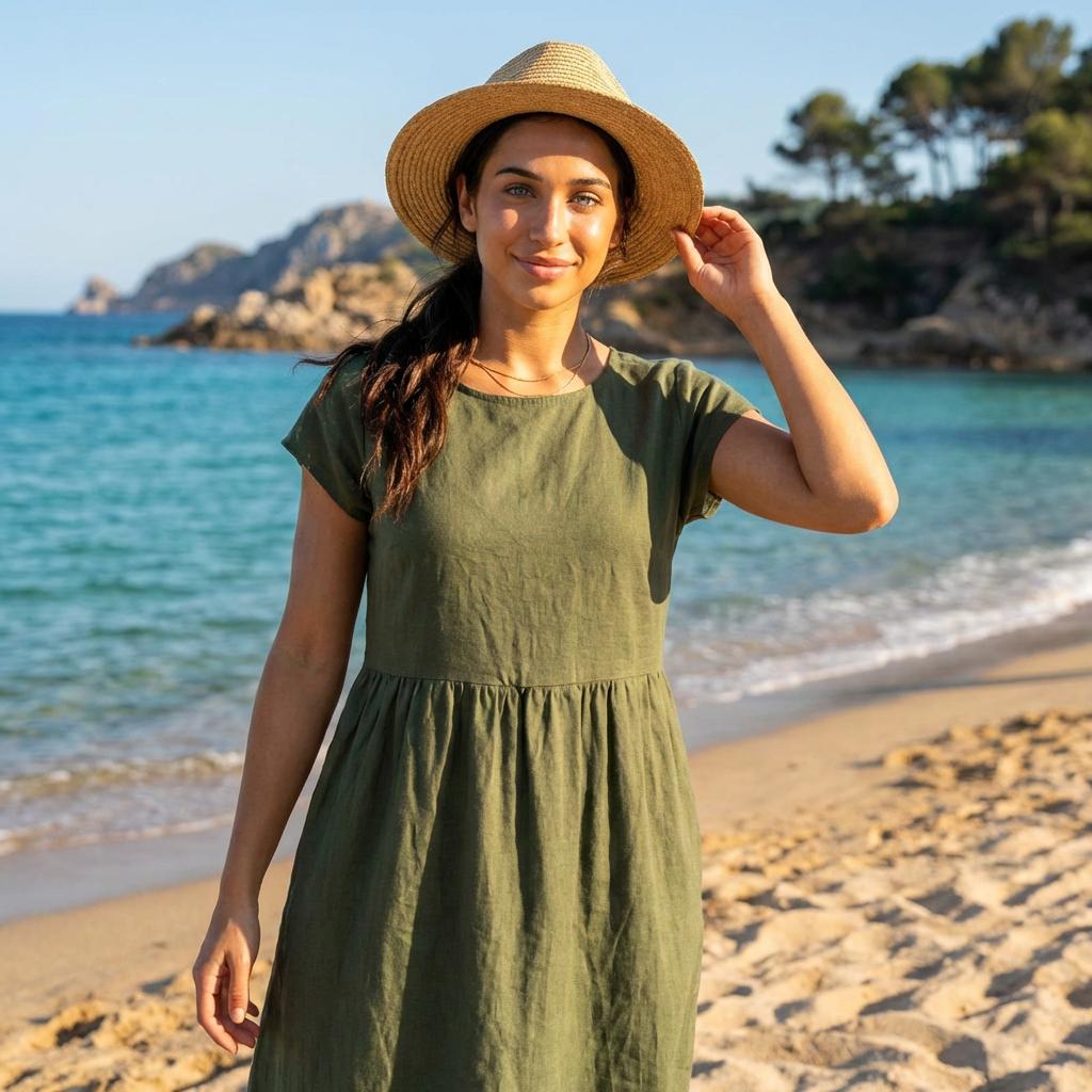 Chira | Vestido midi con mangas cortas