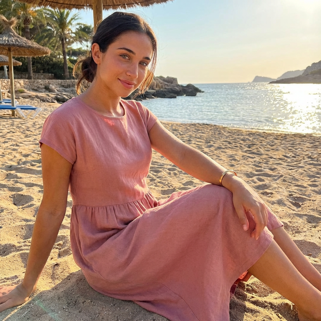 Chira | Vestido midi con mangas cortas