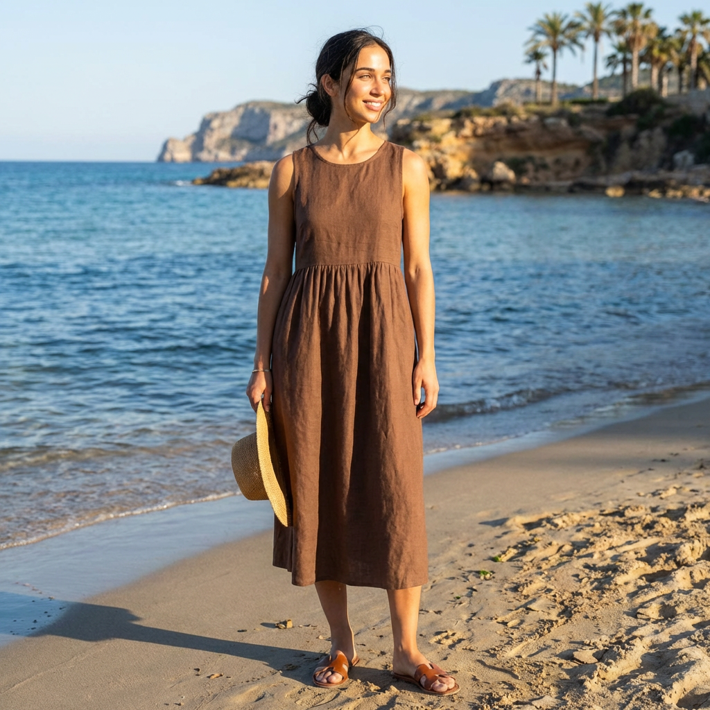 Chira | Vestido midi con mangas cortas