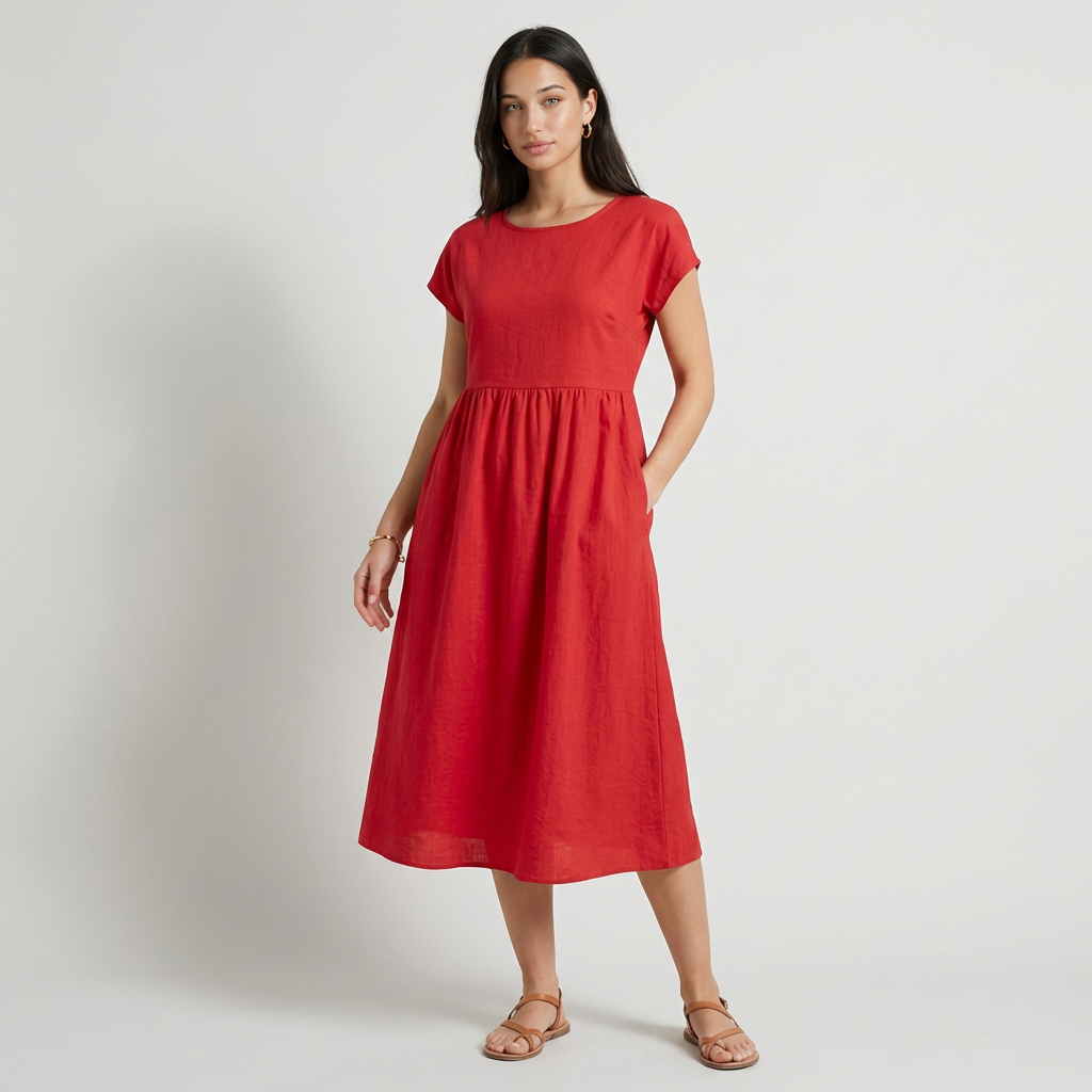 Chira | Vestido midi con mangas cortas