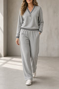 TERESINA | Completo Top Scollo a V e Pantalone Largo con Righe