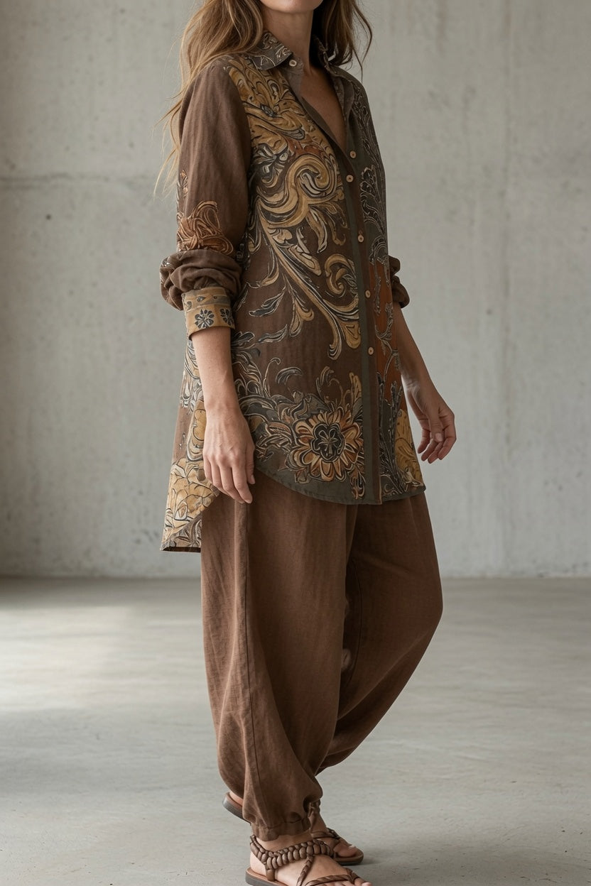 ZOE | Completo Camicia Stampata e Pantalone Bohémien