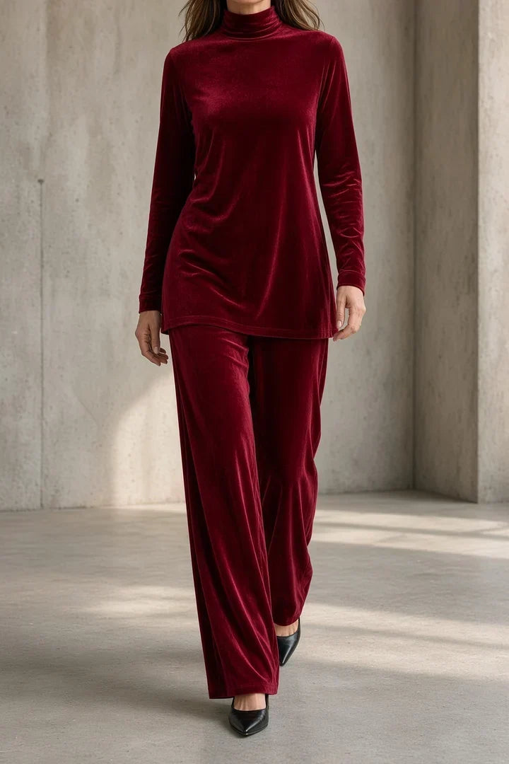 MARA | Completo Dolcevita e Pantalone Largo in Velluto
