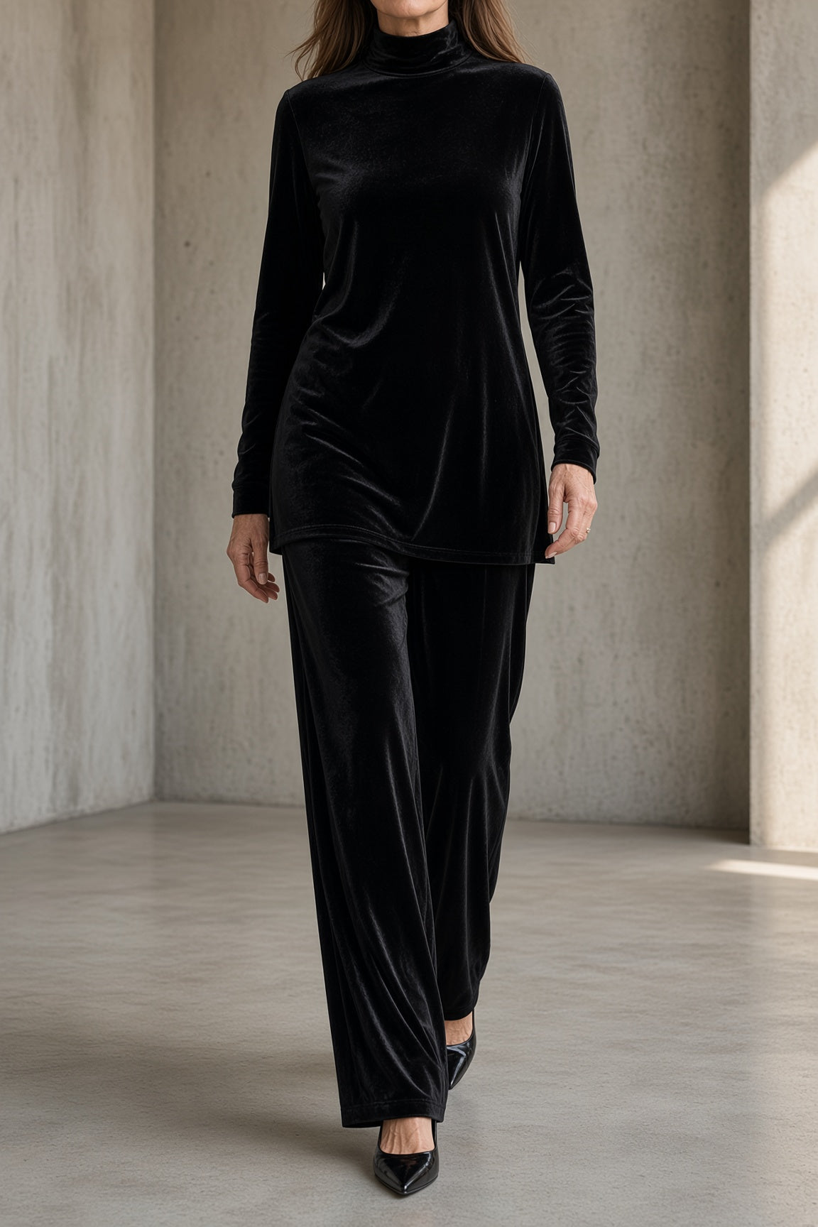 MARA | Completo Dolcevita e Pantalone Largo in Velluto