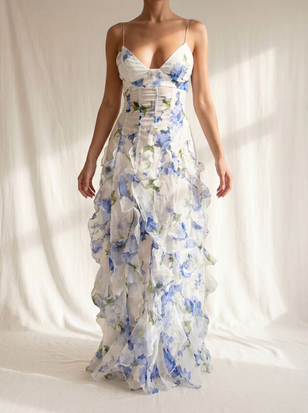 Elisa | Vestido midi floral con volantes