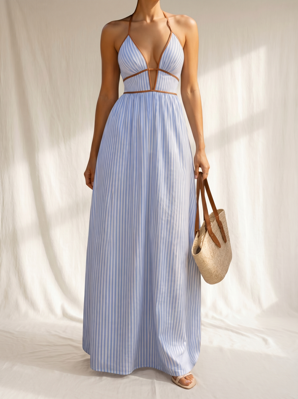Alicia | Vestido largo a rayas con escote cut-out