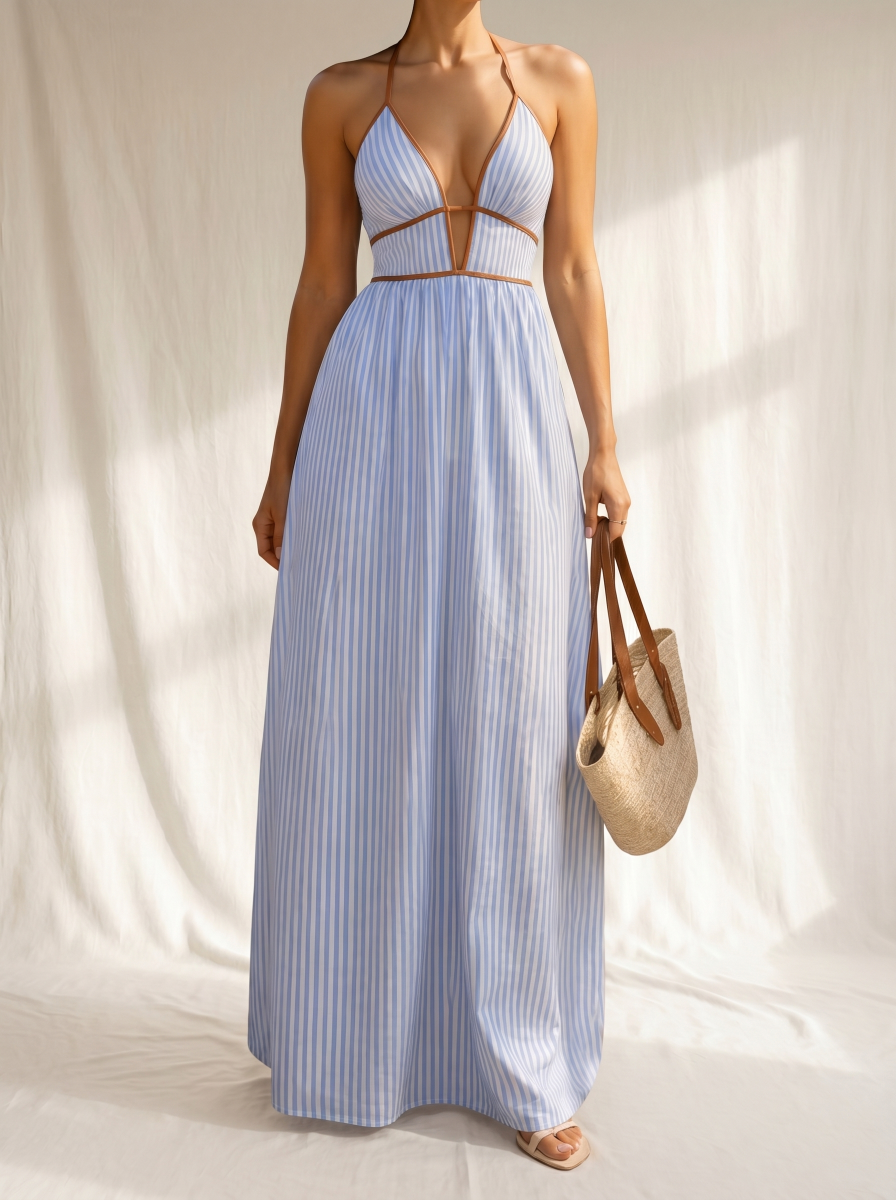 Alicia | Vestido largo a rayas con escote cut-out