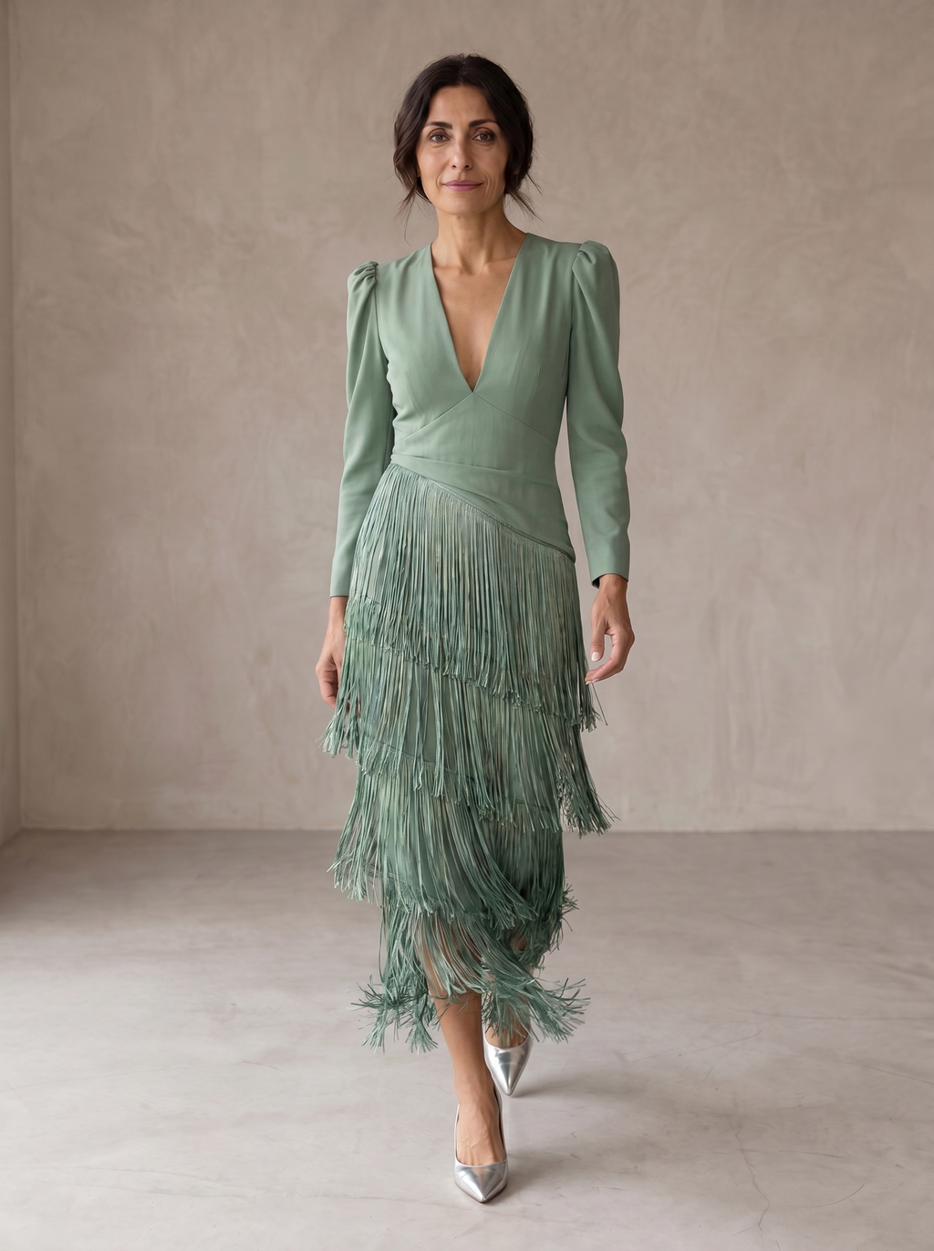 Noa | Vestido elegante con mangas de flecos