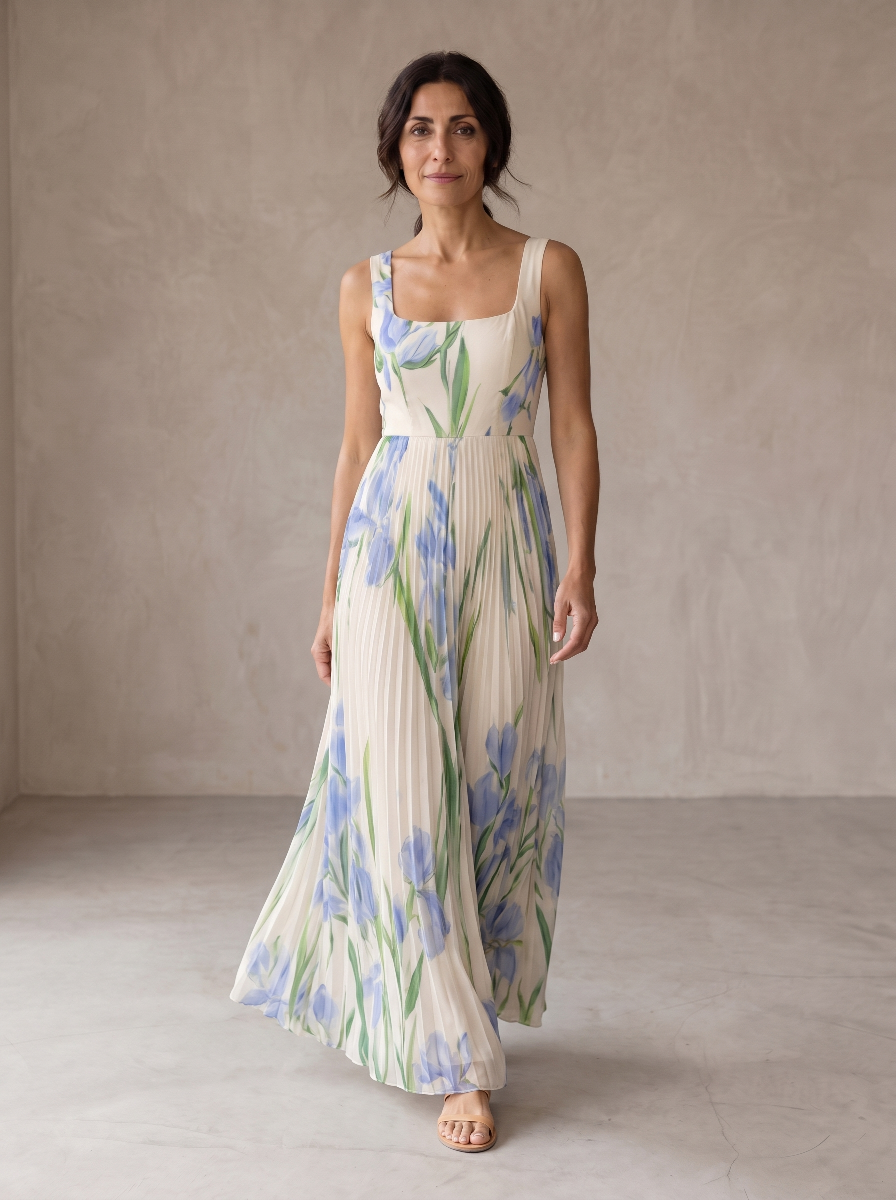 Valetina | Vestido largo de corte en A con estampado floral