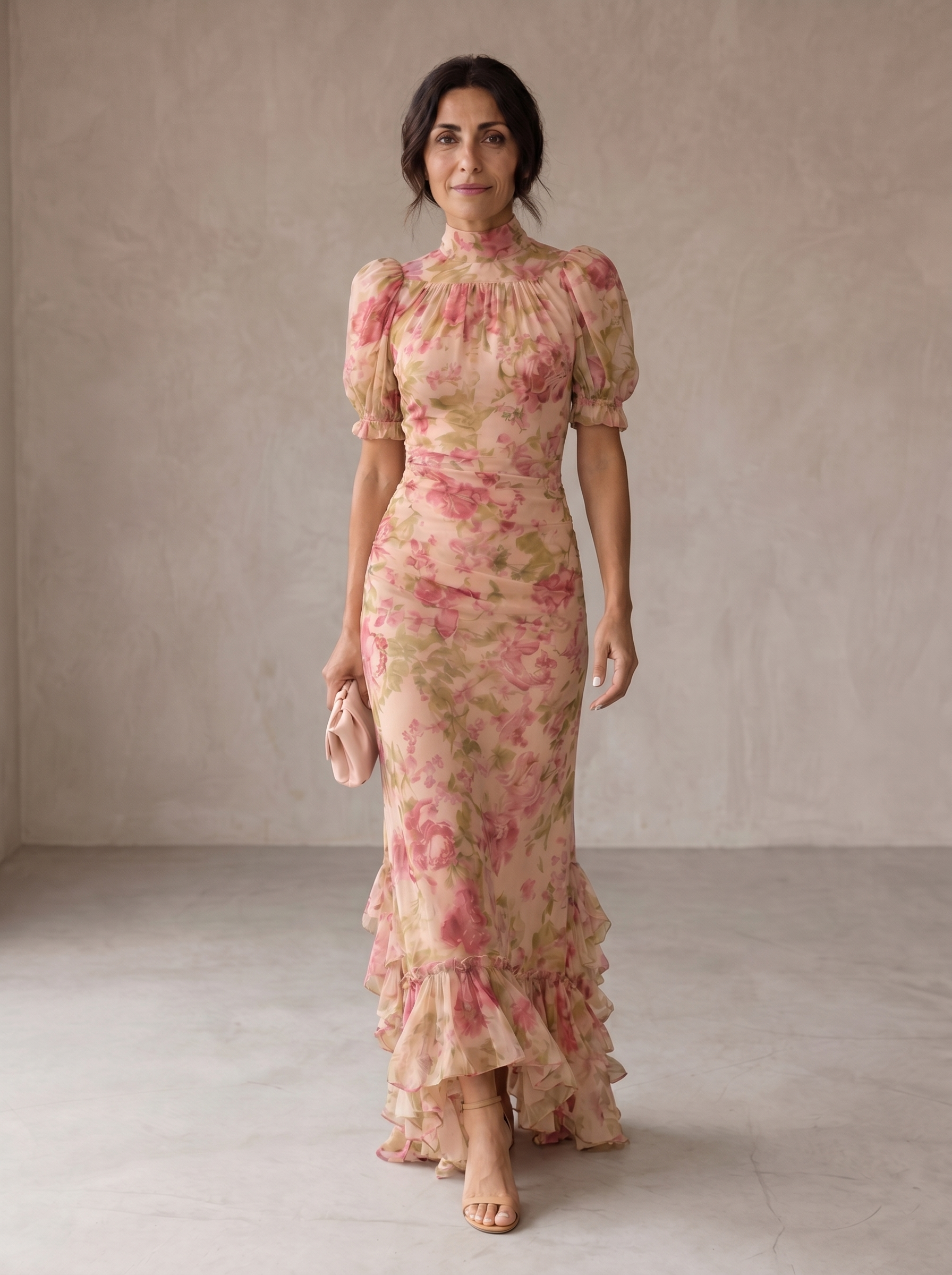 Rosario | Vestido largo de gasa con estampado floral