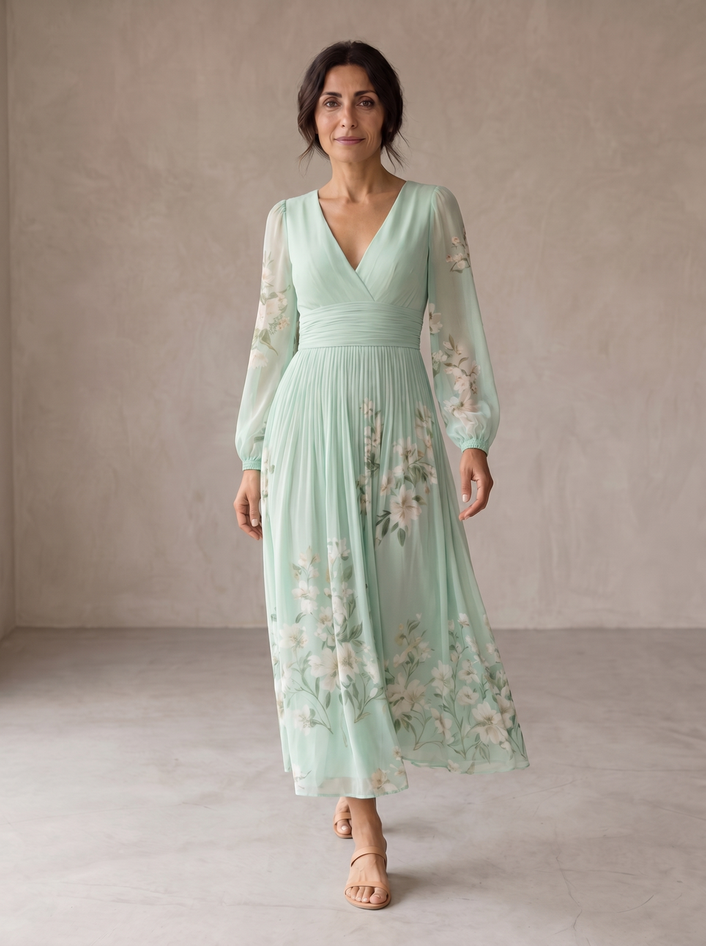 Candela | Vestido midi floral verde claro