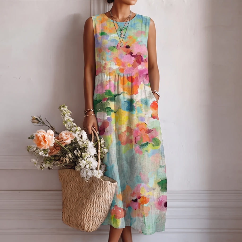 Aurora |  Vestido midi multicolor elegante