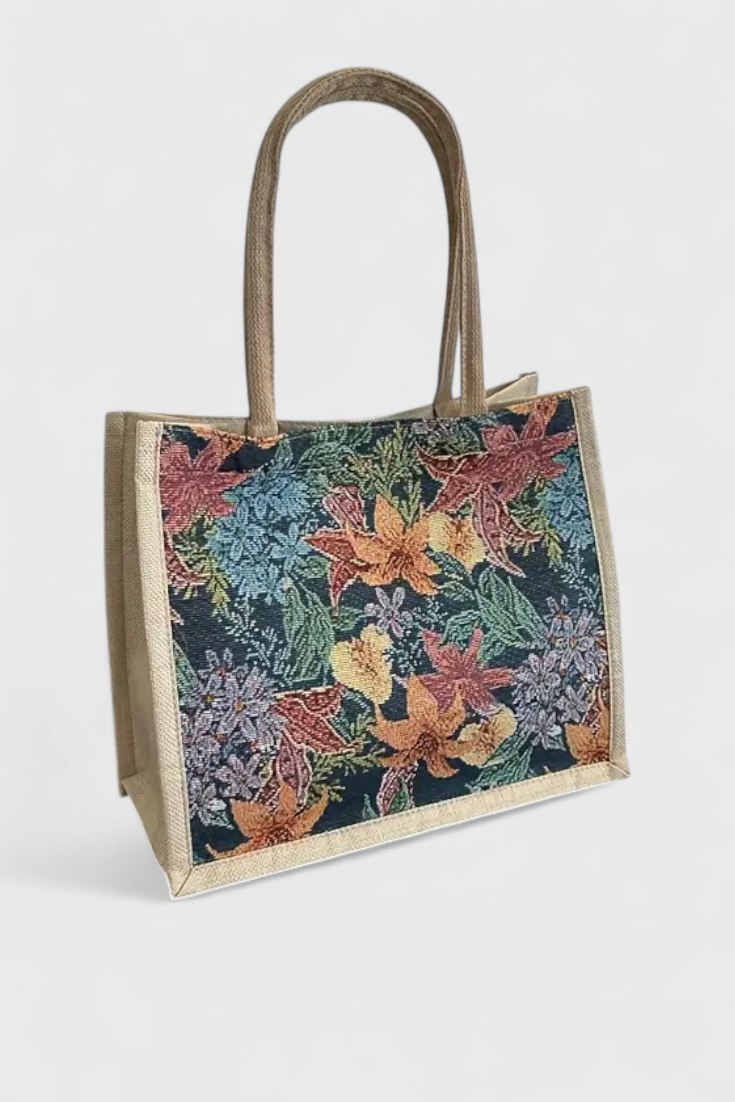 Vanesa | Bolsa de Yute con Estampado Floral
