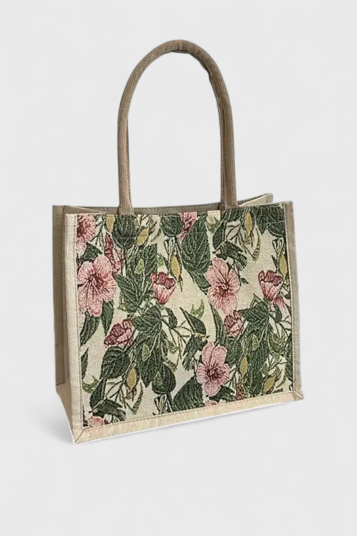 Vanesa | Bolsa de Yute con Estampado Floral