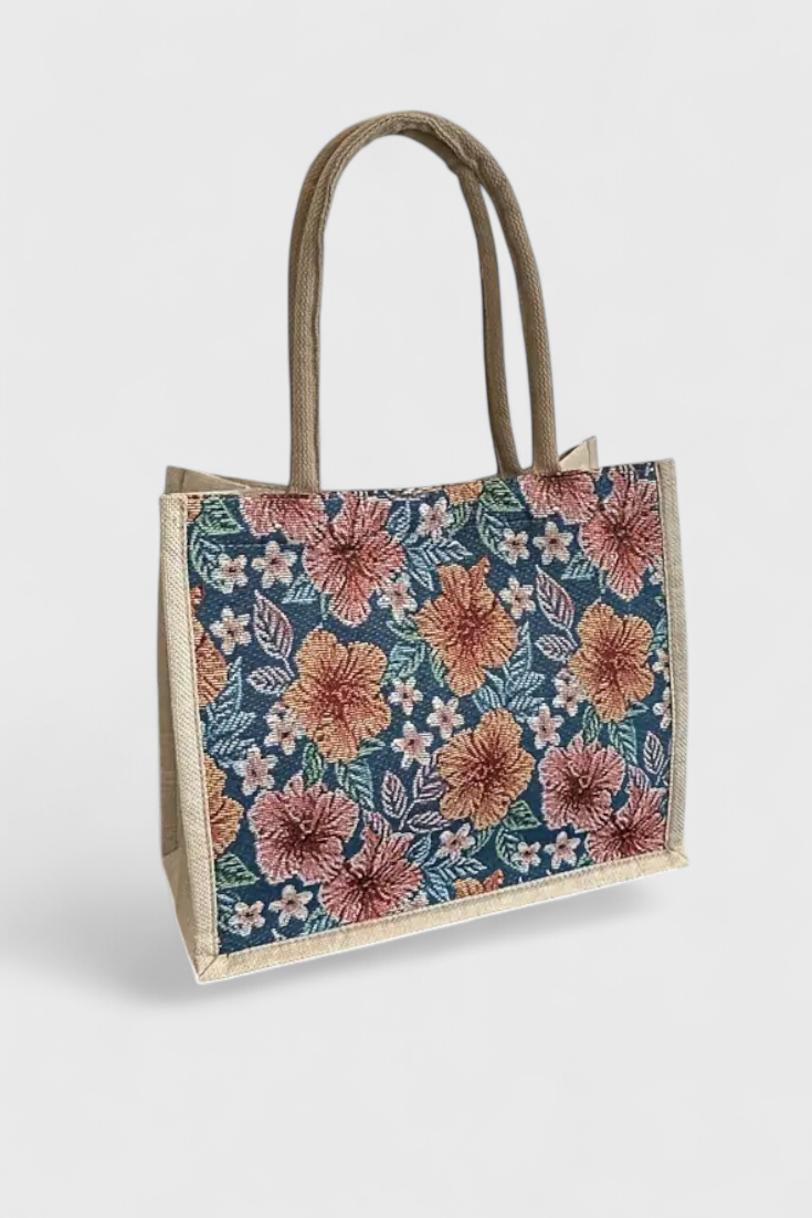 Vanesa | Bolsa de Yute con Estampado Floral