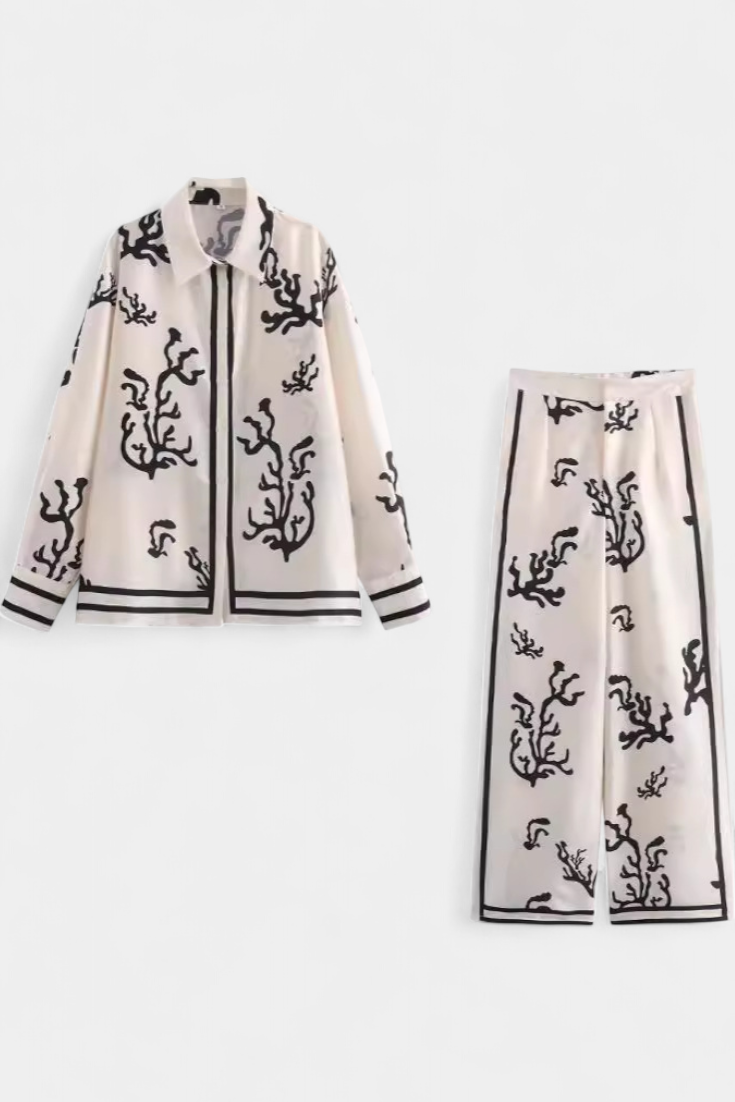 Nazaret | Conjunto de Pierna Ancha con Estampado Artístico