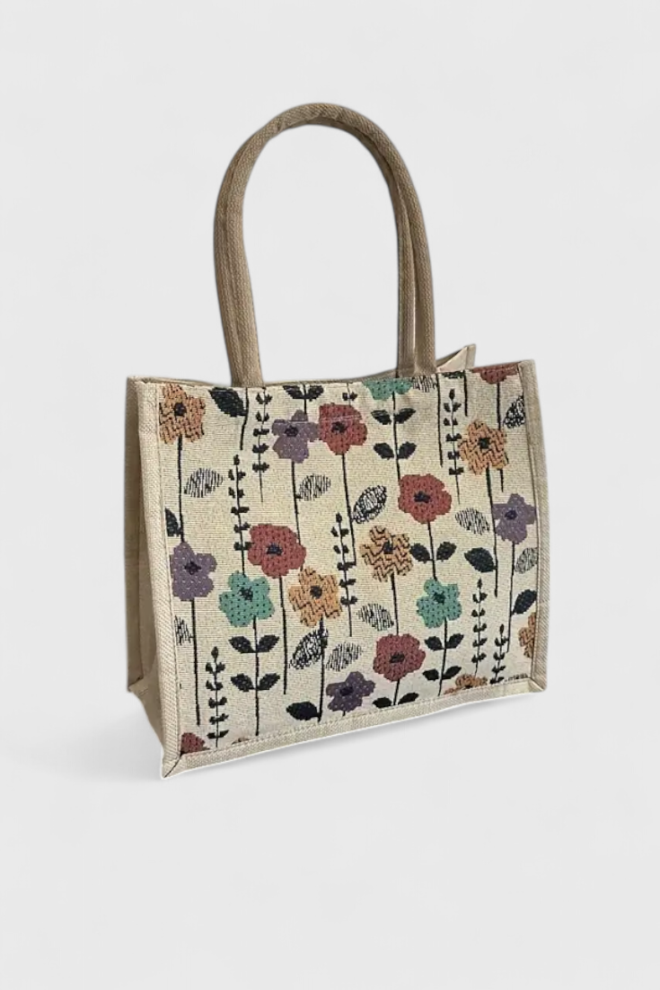 Vanesa | Bolsa de Yute con Estampado Floral