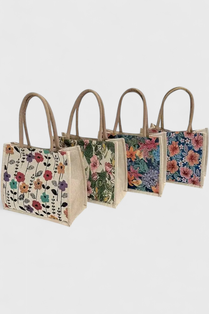 Vanesa | Bolsa de Yute con Estampado Floral