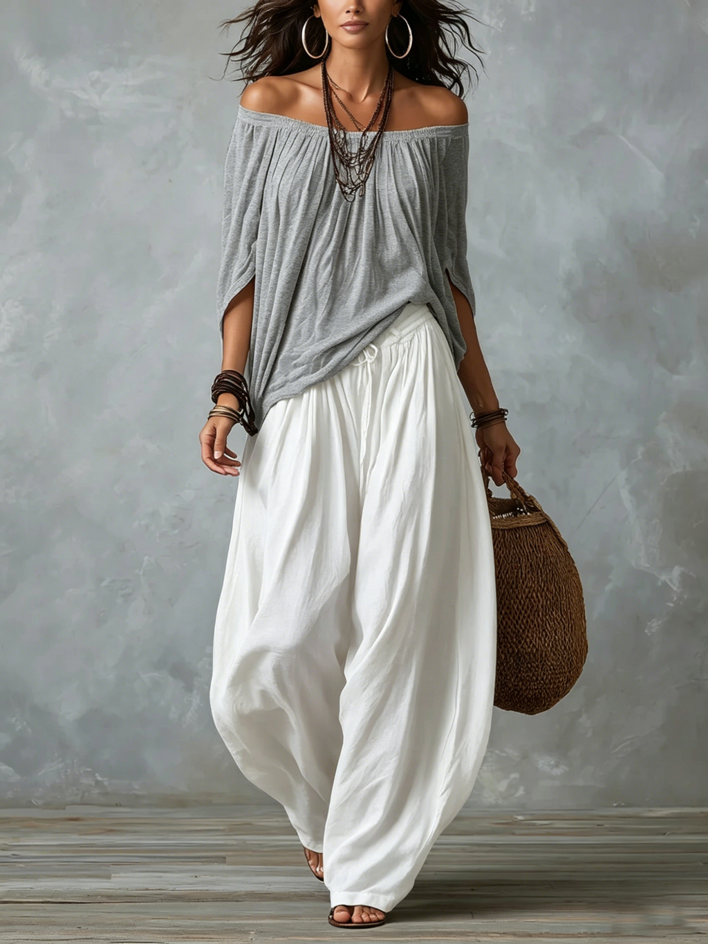 BRIGITTA | Completo Top a Spalle Scoperte e Pantalone Lanterna