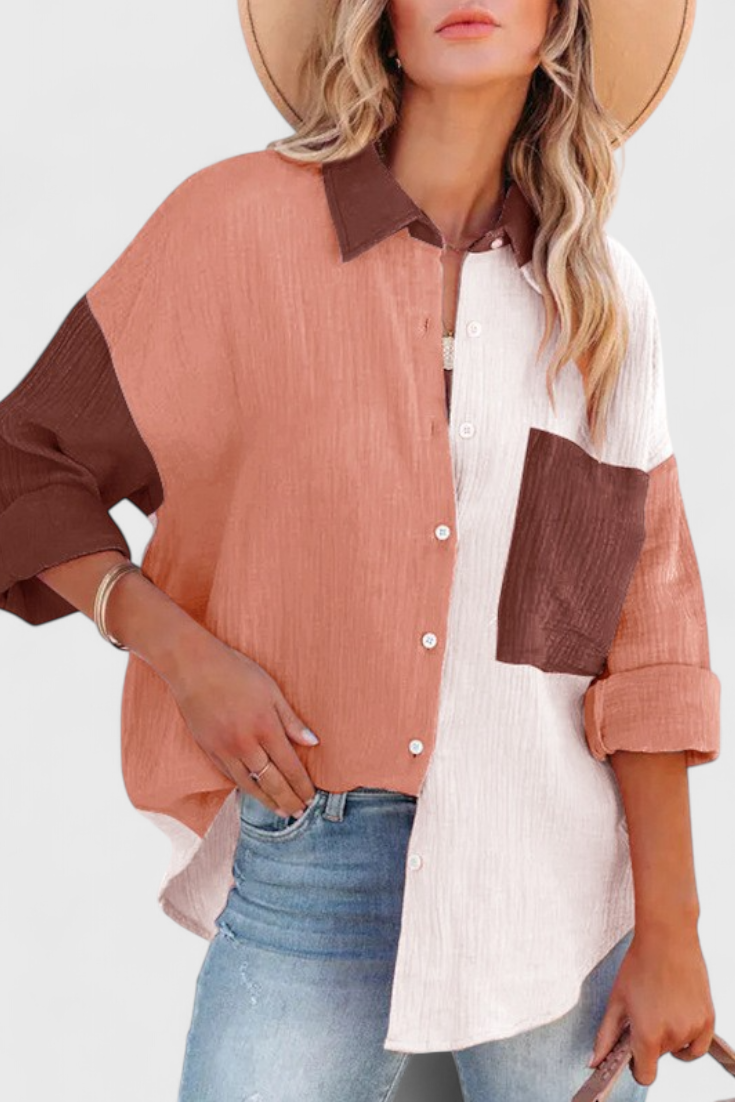Valeria | Blusa de Botones en Bloque de Color