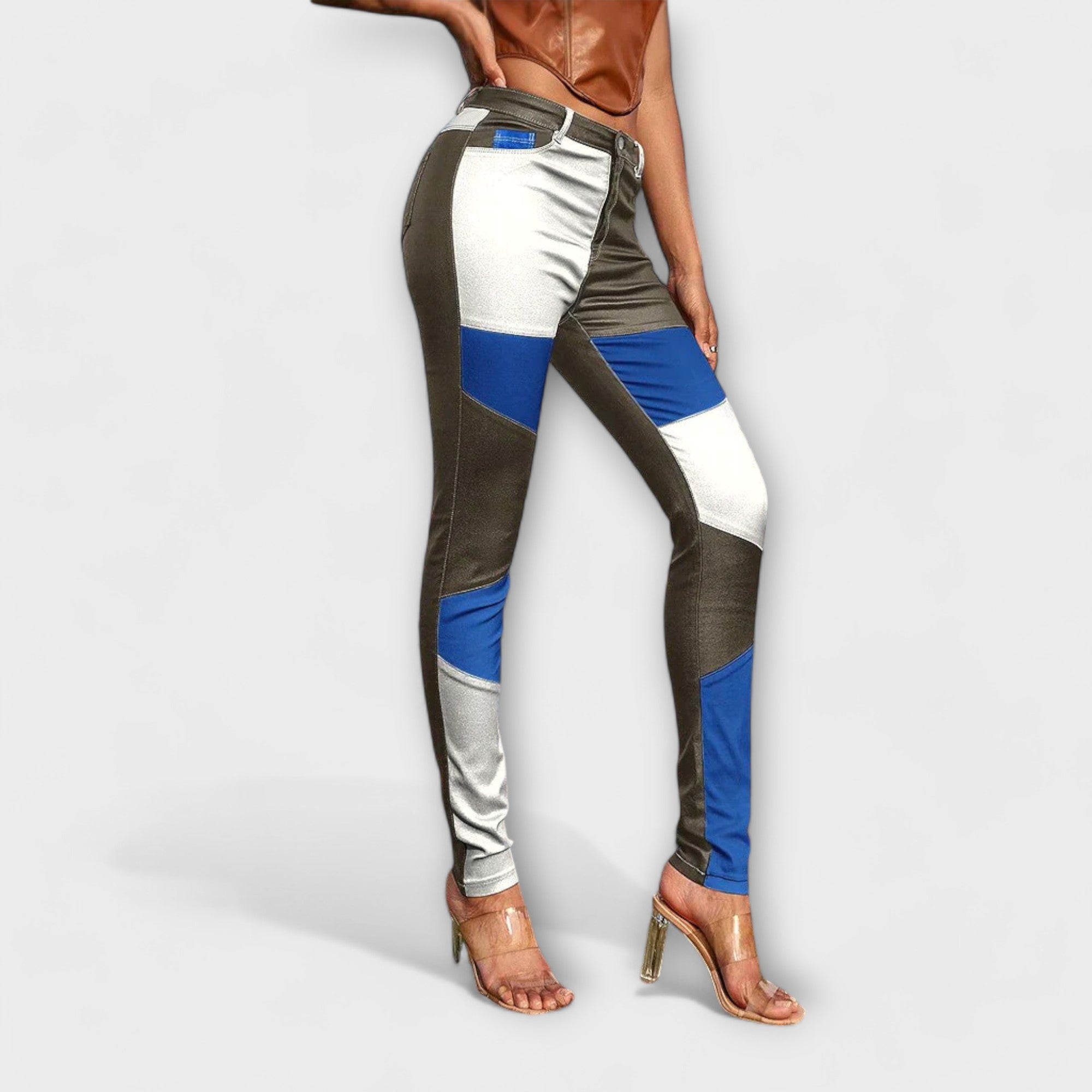 Clara | Pantalones con patrón de bloques de color