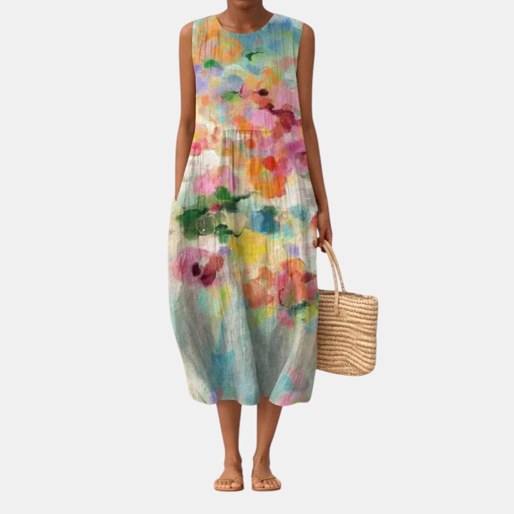 Aurora |  Vestido midi multicolor elegante