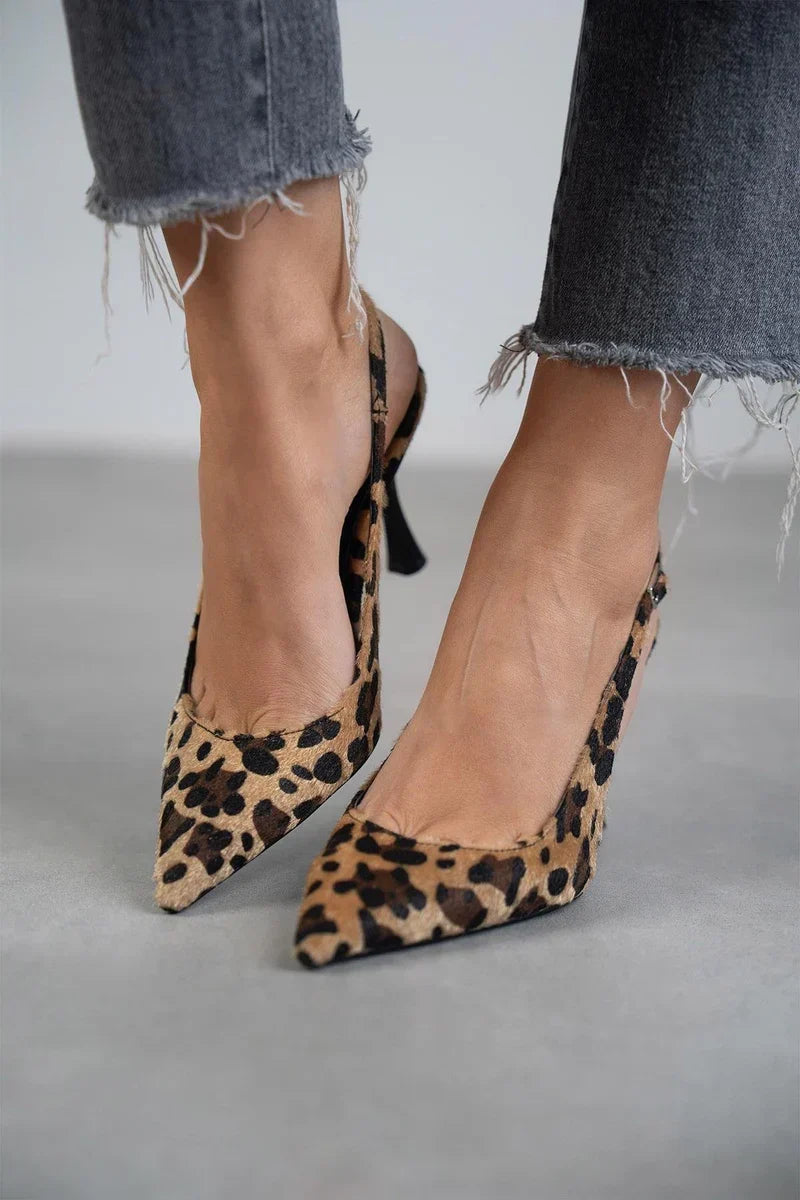 Mónica | Zapatos de tacón de leopardo con punta afilada