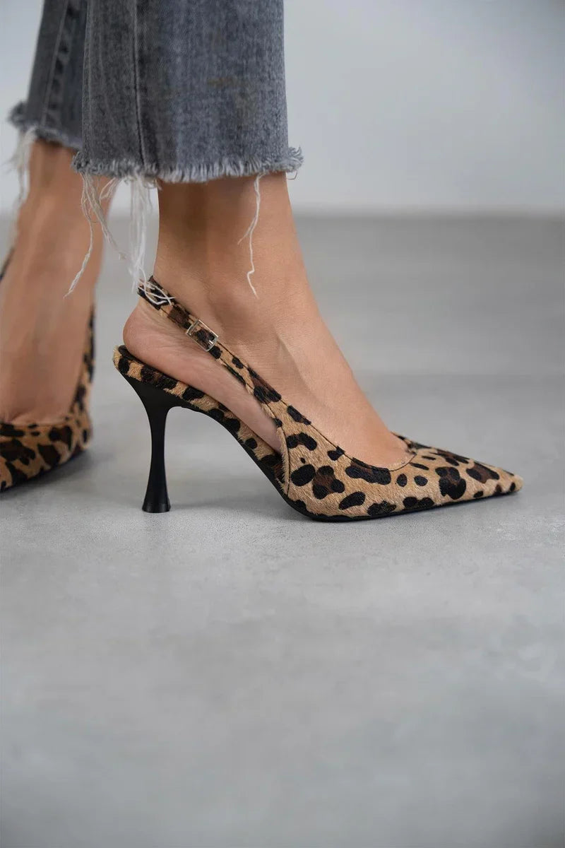 Mónica | Zapatos de tacón de leopardo con punta afilada