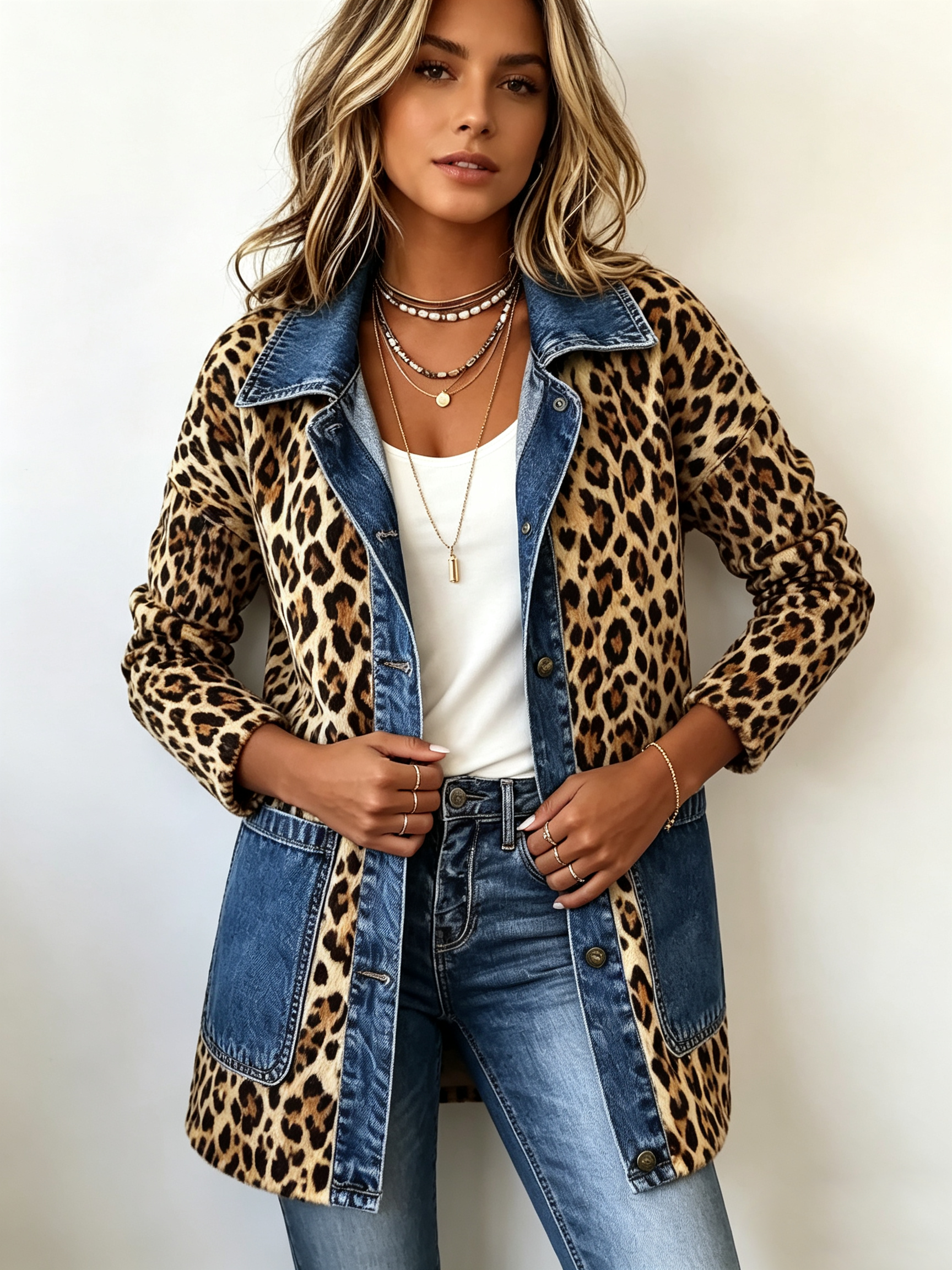 Lorena | Chaqueta Larga de Leopardo con Vaquero